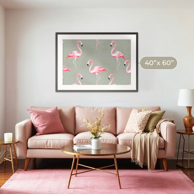 Flamingo Sage Pattern - Sage and Rose Prints