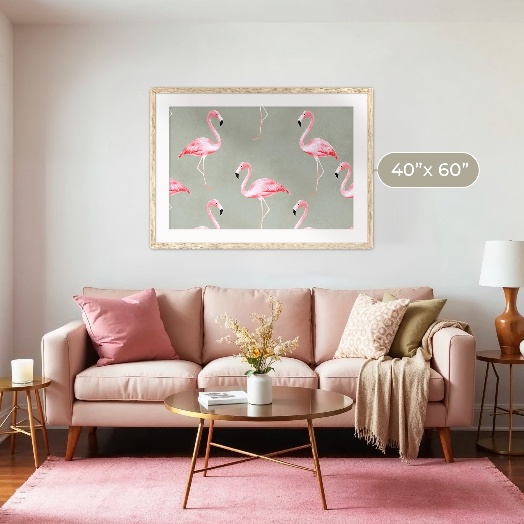 Flamingo Sage Pattern - Sage and Rose Prints