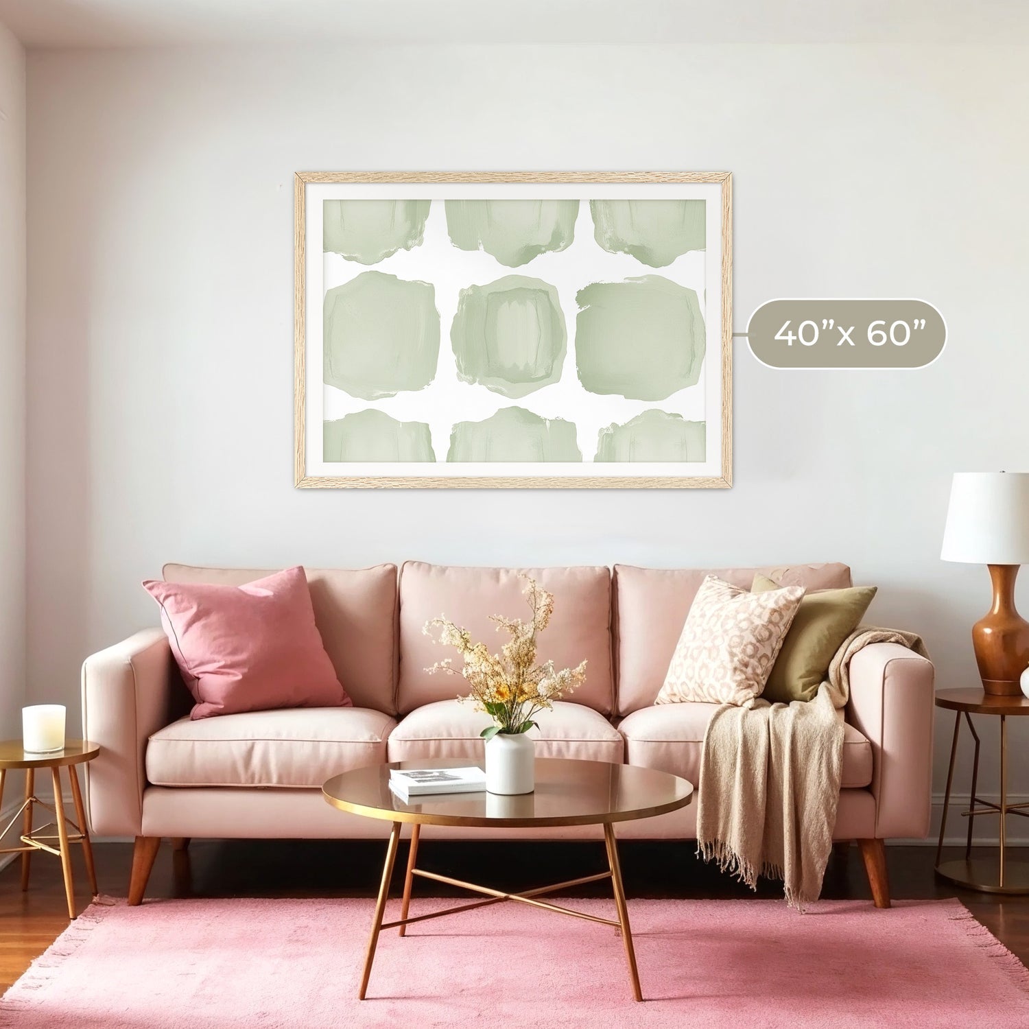 Misty Sage Pattern Art - Sage and Rose Prints