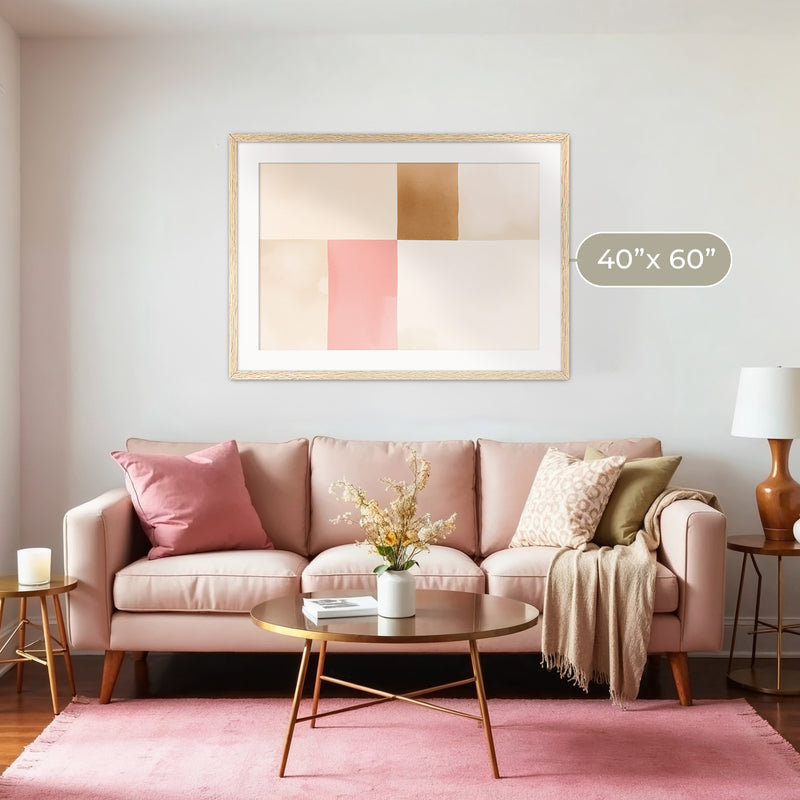 Modern Minimalist Tan and Pink Art - Sage and Rose Prints