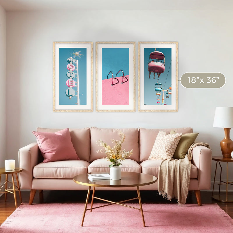 Retro Blue and Pink Motel 3 Photo Set - Sage and Rose Prints