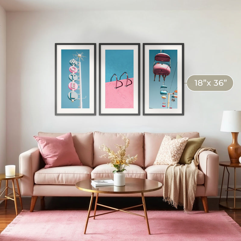 Retro Blue and Pink Motel 3 Photo Set - Sage and Rose Prints