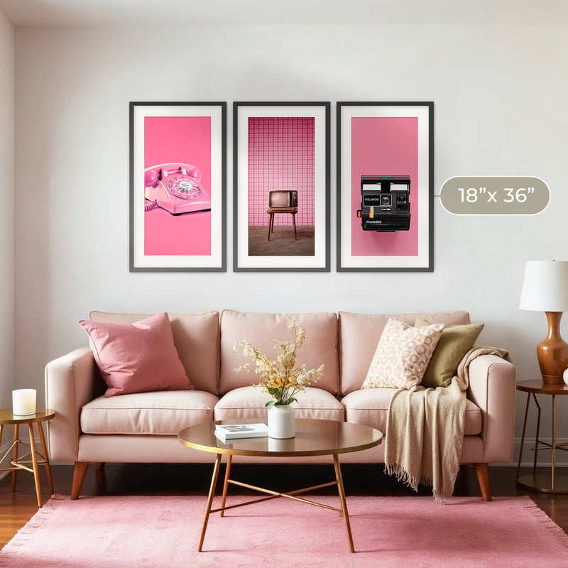 Retro Pink Futurism 3 Photo Set - Sage and Rose Prints