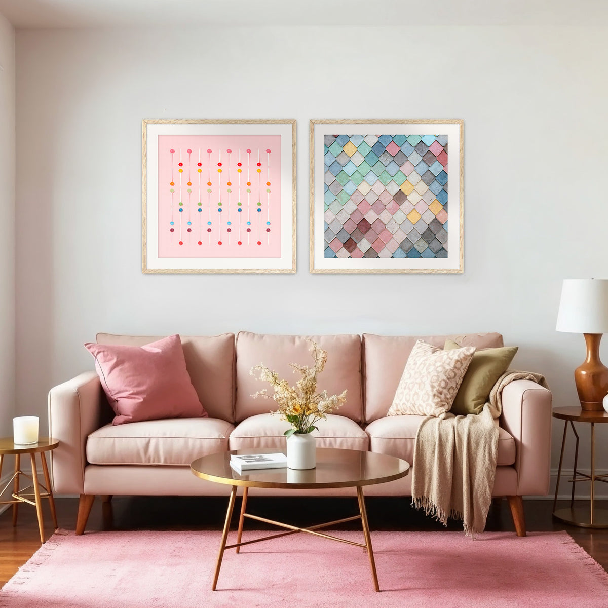 Soft Pink Shades Patterns 2 Photo Set - Sage and Rose Prints