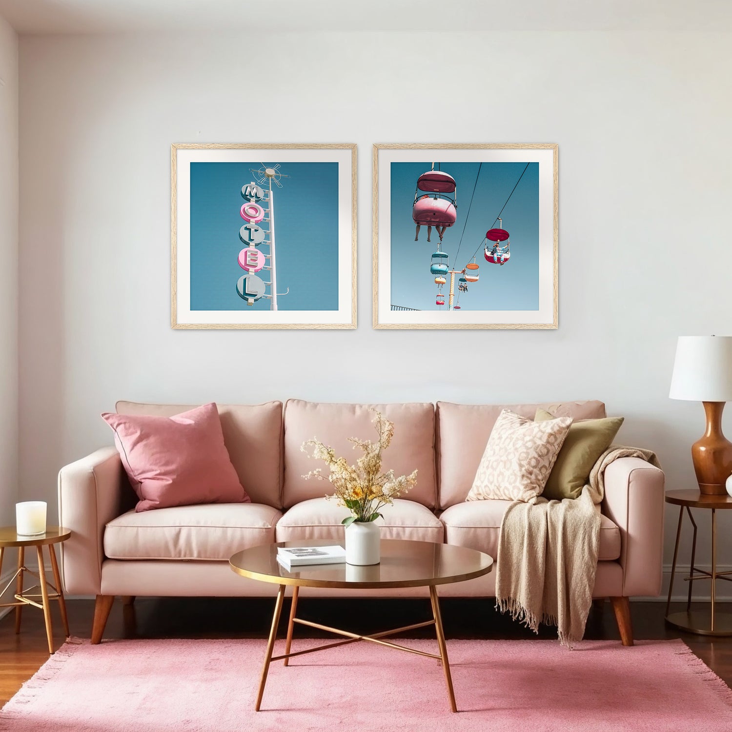 Pink and Blue Retro Motel 2 Photo Set - Sage and Rose Prints