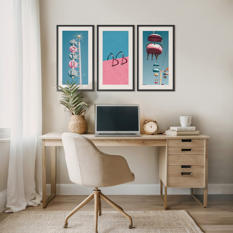 Retro Blue and Pink Motel 3 Photo Set - Sage and Rose Prints