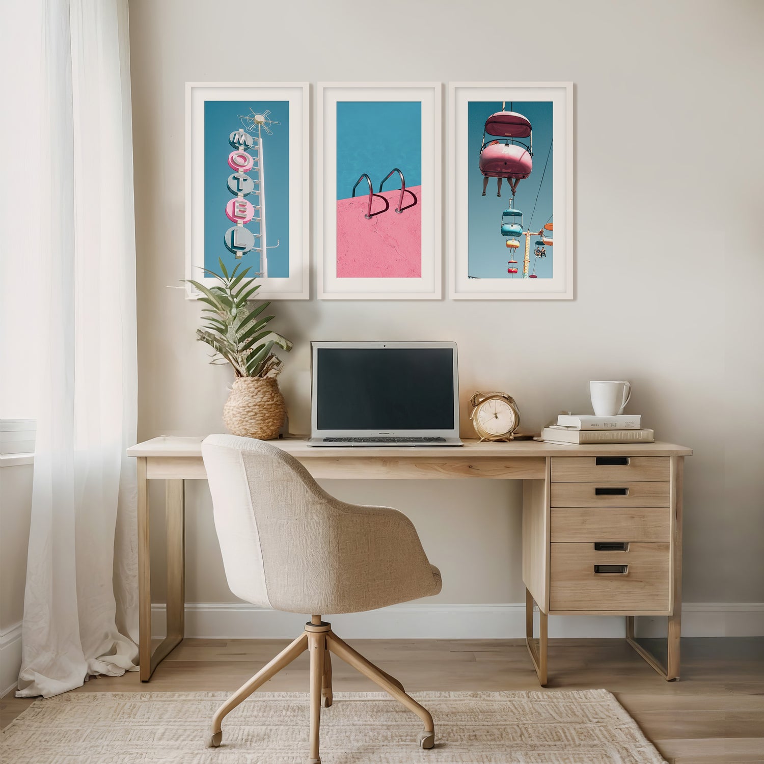 Retro Blue and Pink Motel 3 Photo Set - Sage and Rose Prints