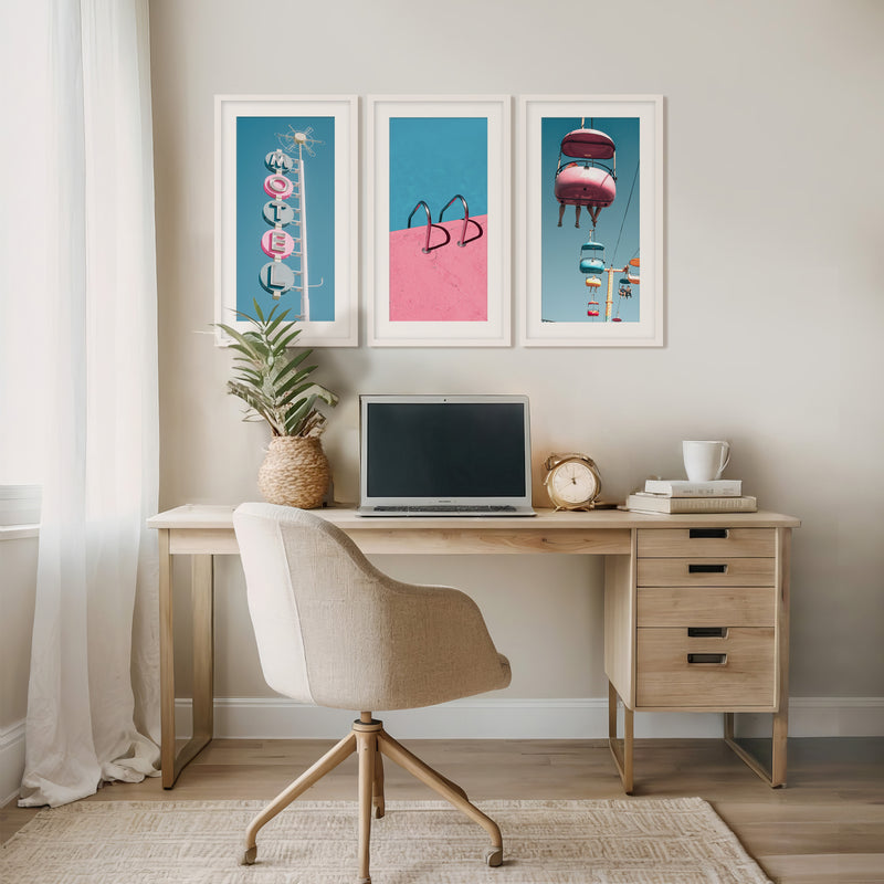 Retro Blue and Pink Motel 3 Photo Set - Sage and Rose Prints