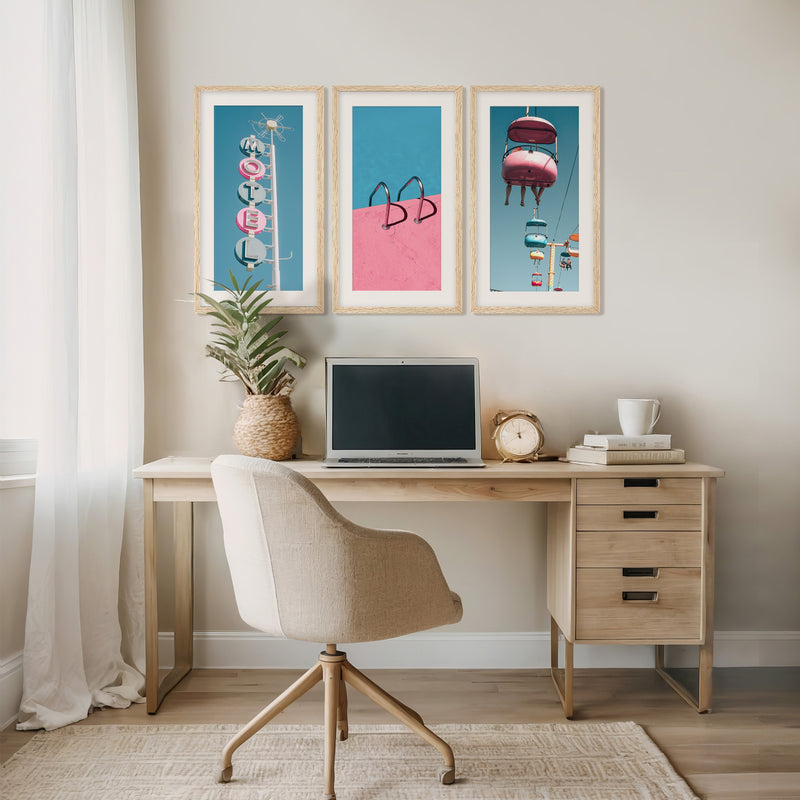 Retro Blue and Pink Motel 3 Photo Set - Sage and Rose Prints