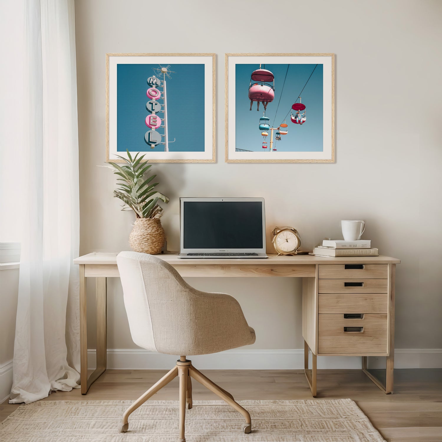 Pink and Blue Retro Motel 2 Photo Set - Sage and Rose Prints