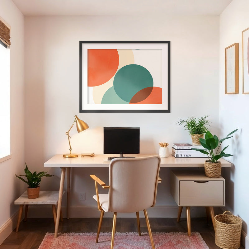 Abstract Circle in Orange and Teal - Sage and Rose Prints