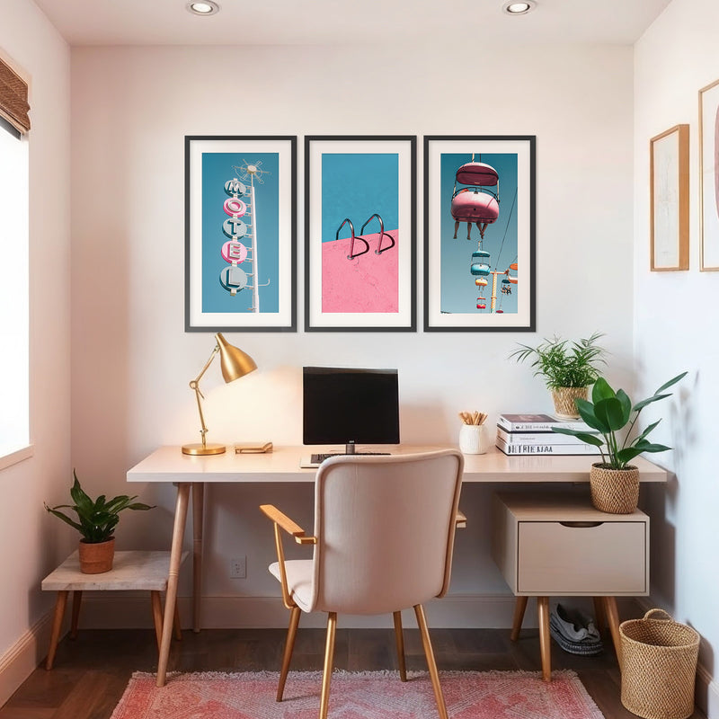 Retro Blue and Pink Motel 3 Photo Set - Sage and Rose Prints