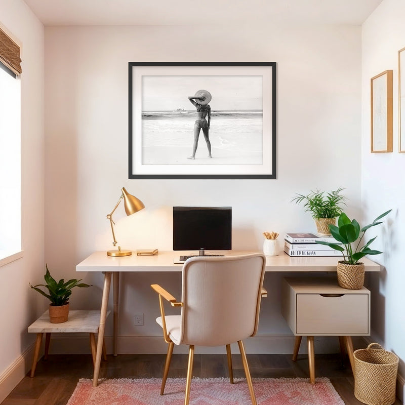 Woman On the Beach Retro Photo No2 - Sage and Rose Prints