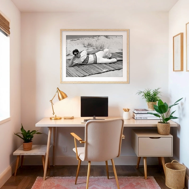 Lounging on the Beach Old Photograph - Sage and Rose Prints