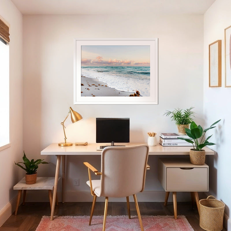 Soft Pastel Miami Beach Ocean Photo - Sage and Rose Prints