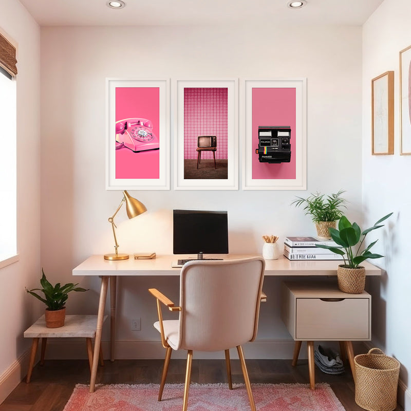 Retro Pink Futurism 3 Photo Set - Sage and Rose Prints