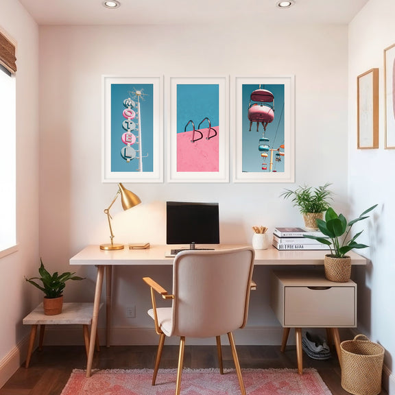 Retro Blue and Pink Motel 3 Photo Set - Sage and Rose Prints