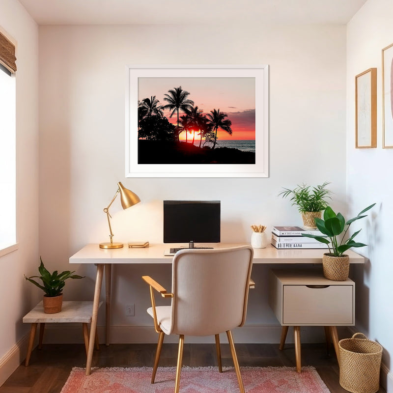 Palm Trees Silhouettes Sunset Photo No1 - Sage and Rose Prints