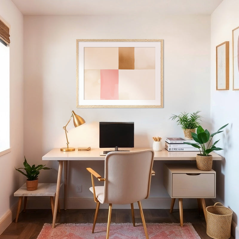 Modern Minimalist Tan and Pink Art - Sage and Rose Prints
