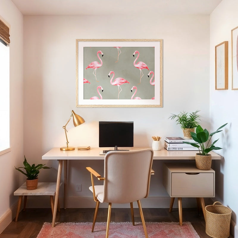 Flamingo Sage Pattern - Sage and Rose Prints