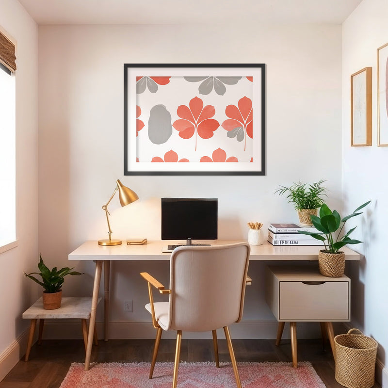 Coral Color Floral Pattern - Sage and Rose Prints