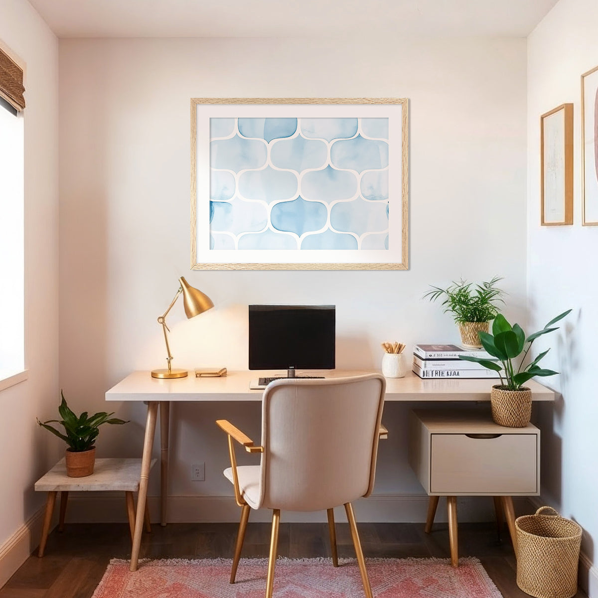 Coastal Blue Watercolor Pattern - Sage and Rose Prints