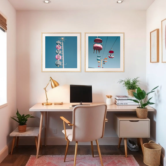 Pink and Blue Retro Motel 2 Photo Set - Sage and Rose Prints