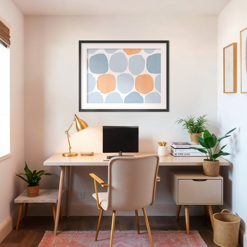 Steel Blue and Light Orange Print - Sage and Rose Prints