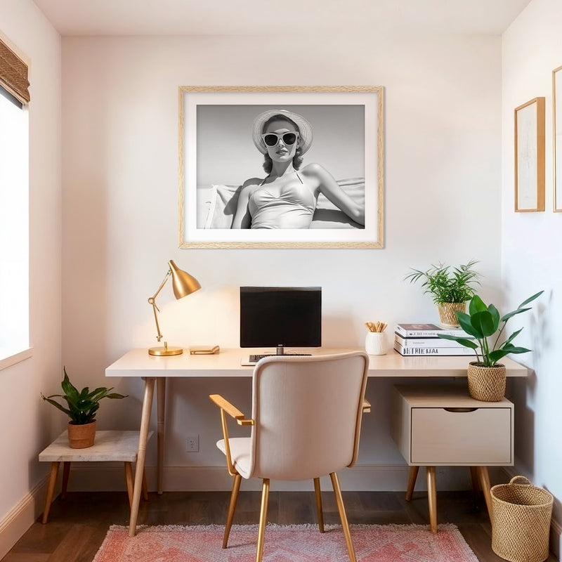 Black and White Beach Babe Photo No2 - Sage and Rose Prints