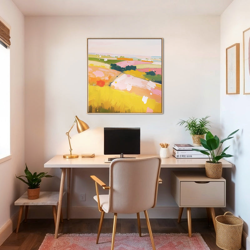 Vibrant Summer Countryside Abstract Art - Sage and Rose Prints