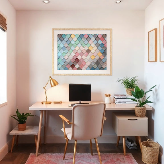 Dusty Pink and Blue Geometric Wall Pattern - Sage and Rose Prints