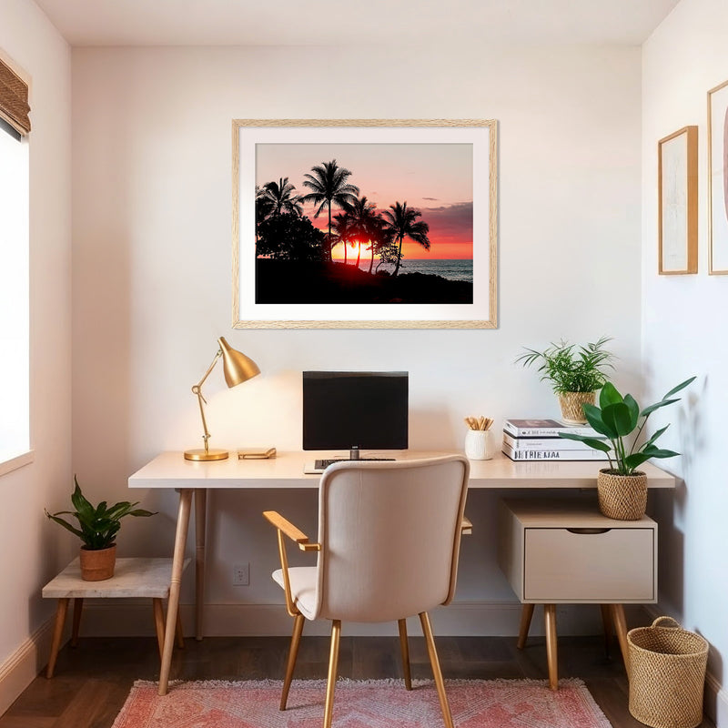 Palm Trees Silhouettes Sunset Photo No1 - Sage and Rose Prints