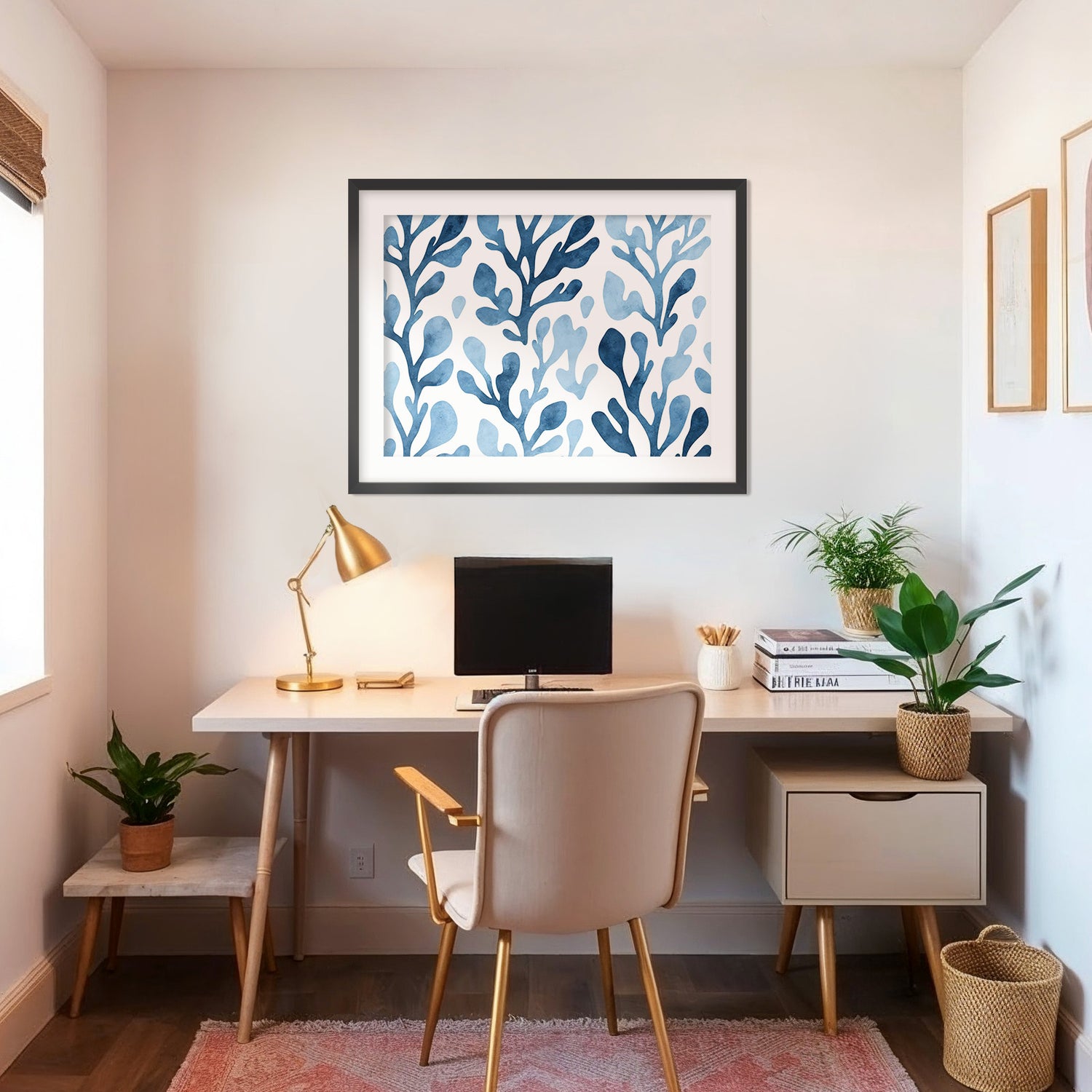 Coastal Blue Seaweed Motif - Sage and Rose Prints