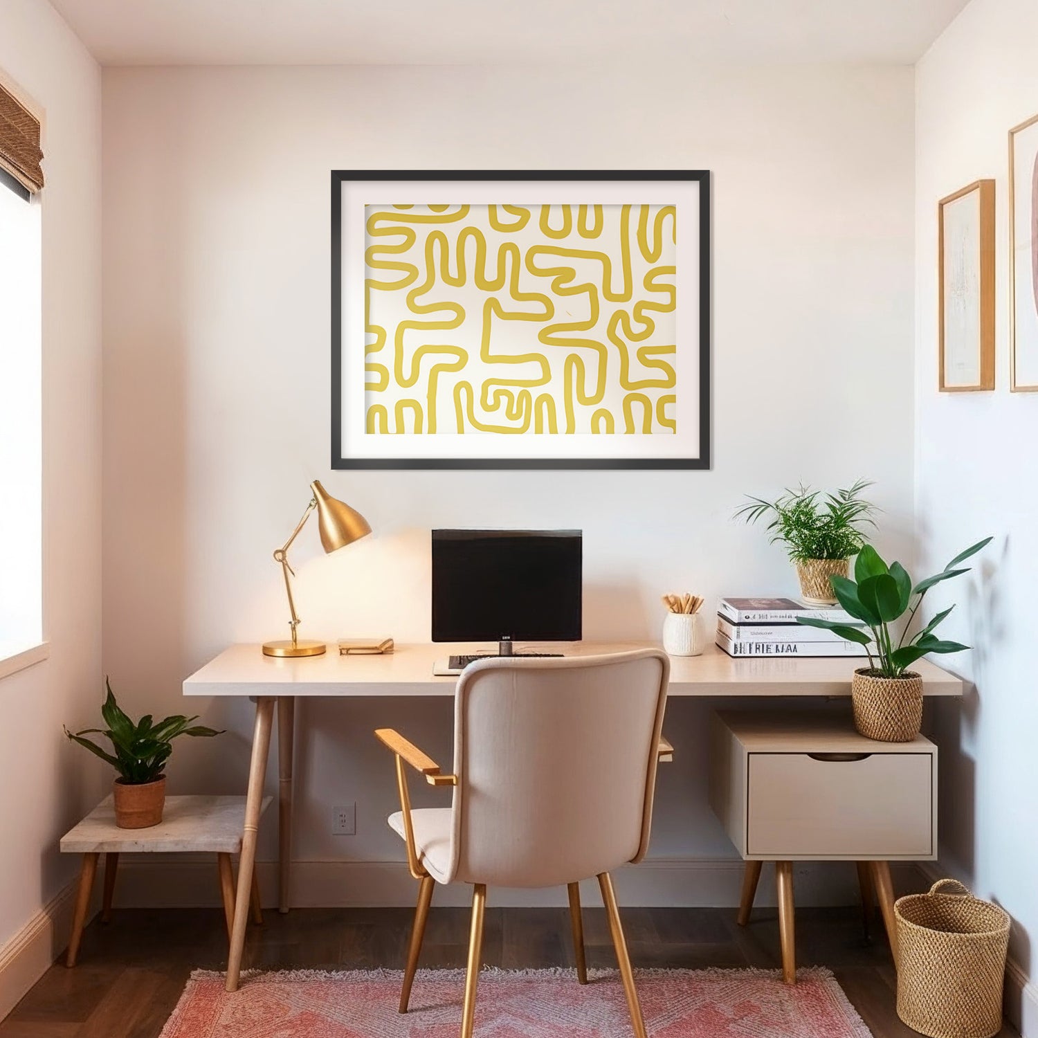 Yellow Organic Maze Print - Sage and Rose Prints