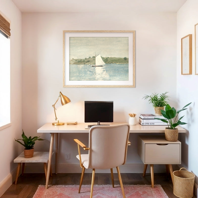 Sage and Light Blue Coastal Sailboat Print - Sage and Rose Prints