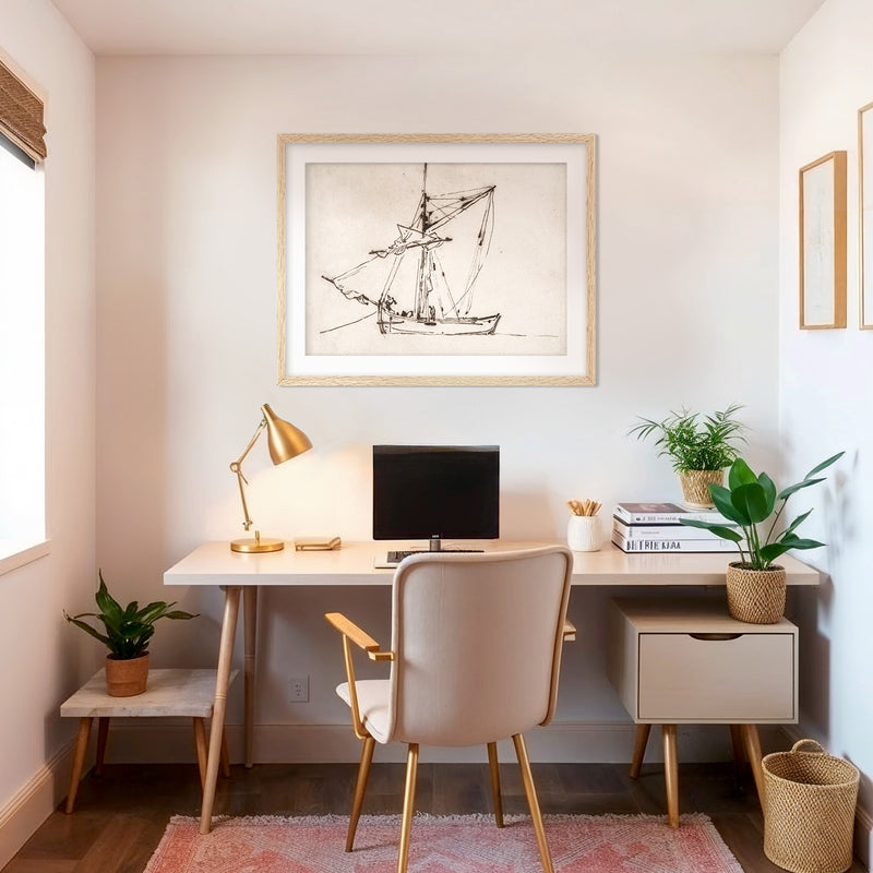 Vintage Sailboat Charcoal Sketch - Sage and Rose Prints