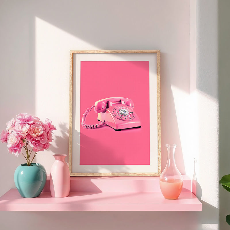 Retro Pink Telephone No1 - Sage and Rose Prints