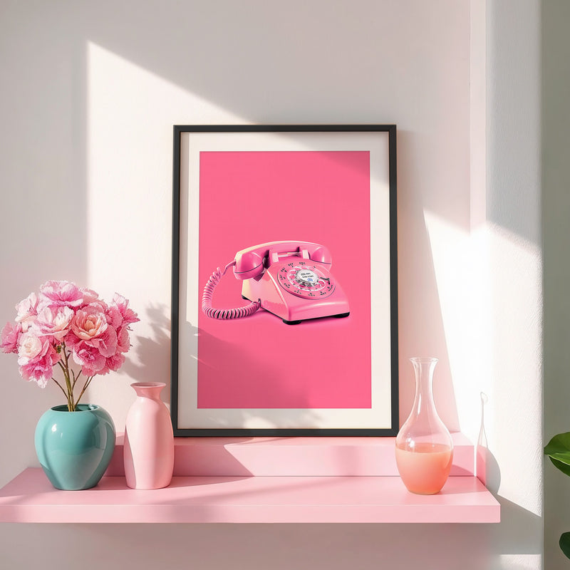 Retro Pink Telephone No1 - Sage and Rose Prints