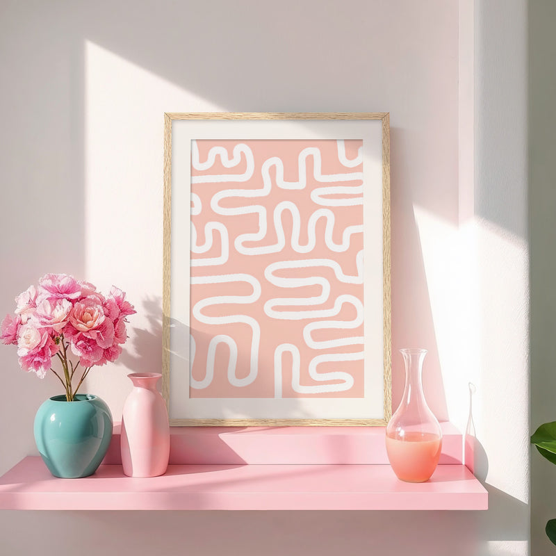 Coral Blush Organic Maze Print - Sage and Rose Prints