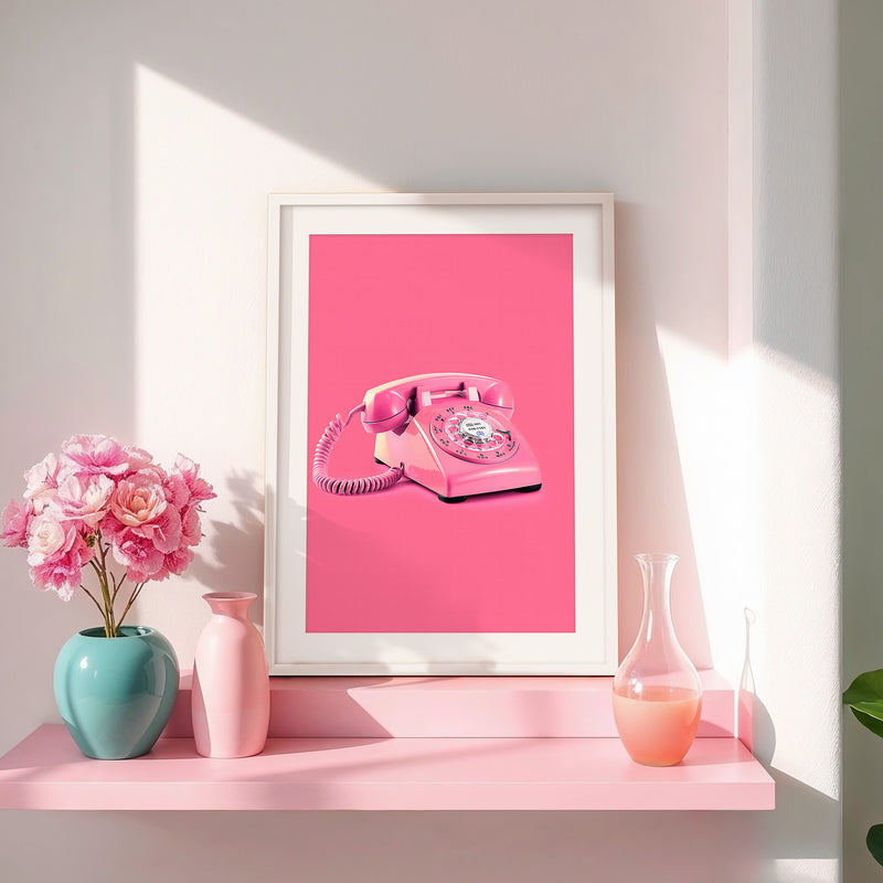 Retro Pink Telephone No1 - Sage and Rose Prints