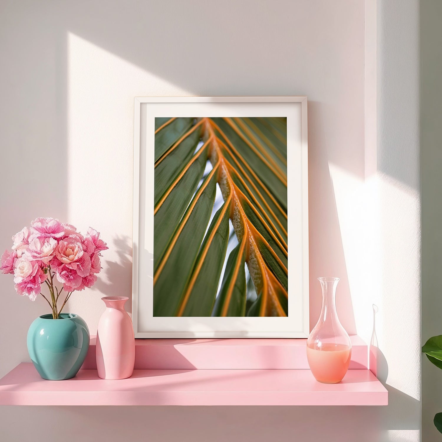 Geometric Leaf Pattern No1 - Sage and Rose Prints