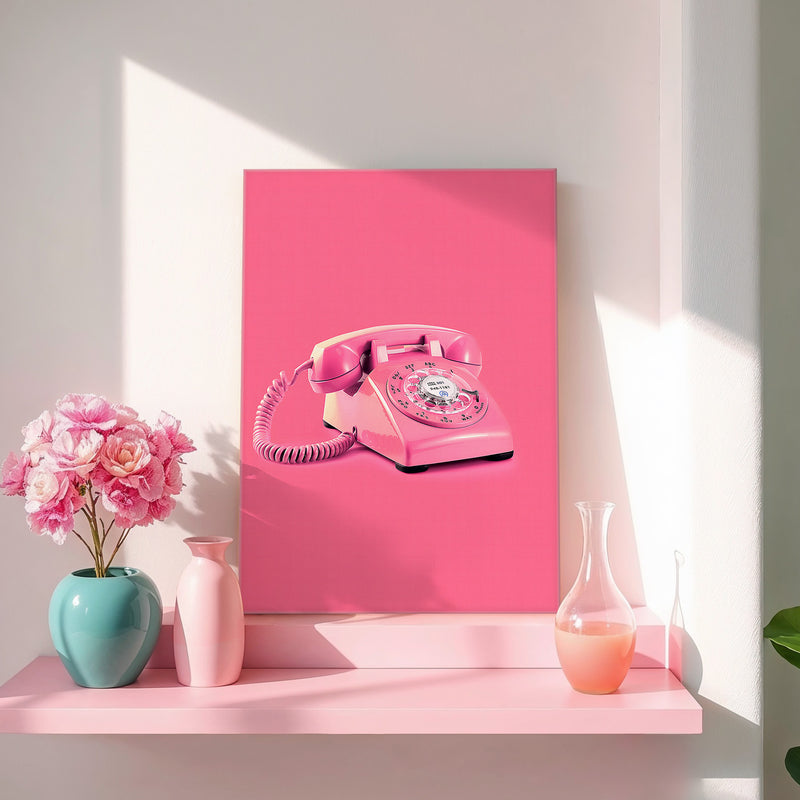Retro Pink Telephone No1 - Sage and Rose Prints
