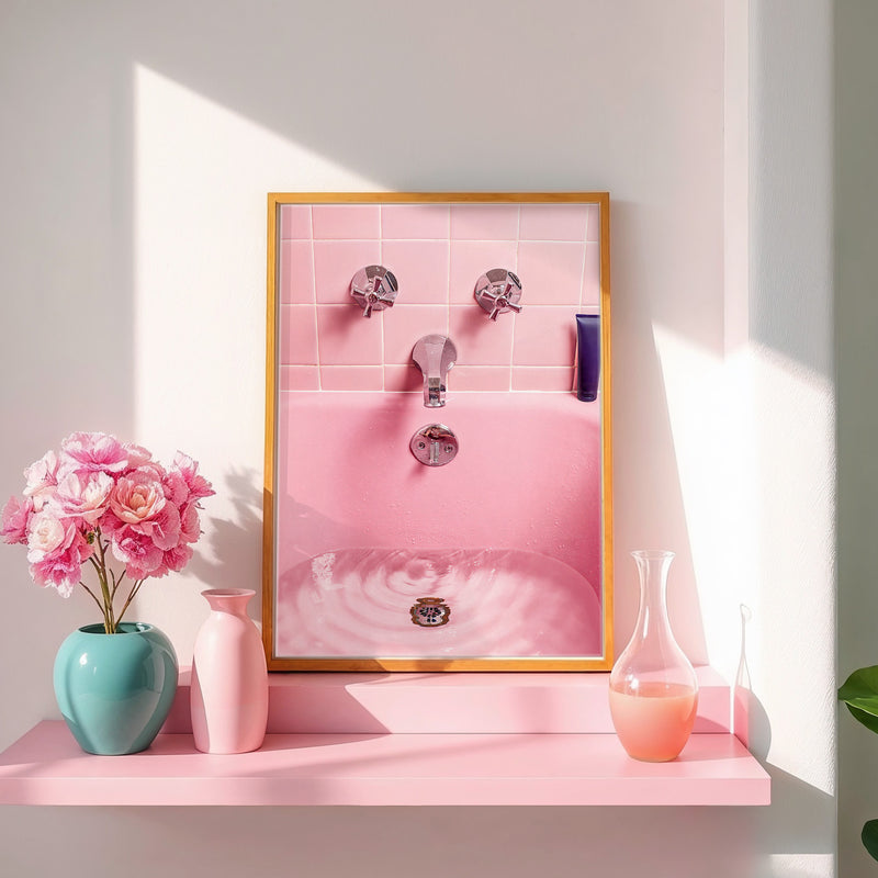 Retro Pink Bathtub Photo - Sage and Rose Prints