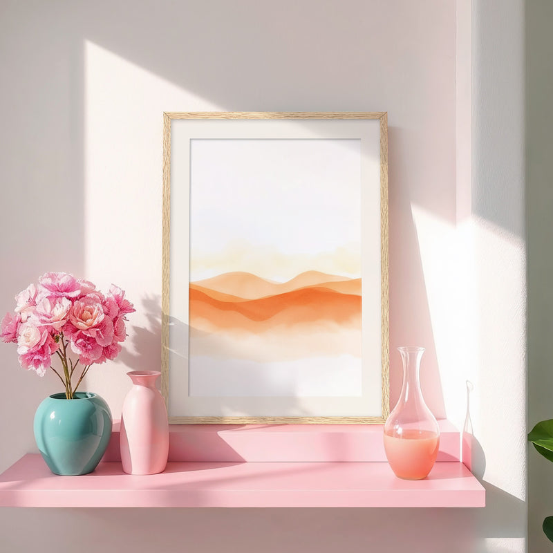 Orange Watercolor Landscape Print - Sage and Rose Prints