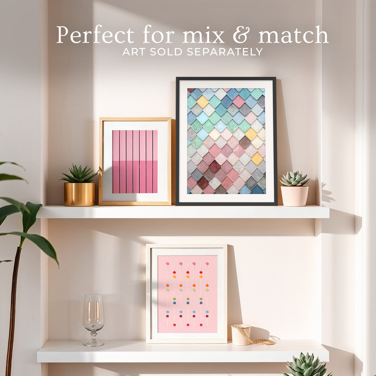 Dusty Pink and Blue Geometric Wall Pattern No1 - Sage and Rose Prints