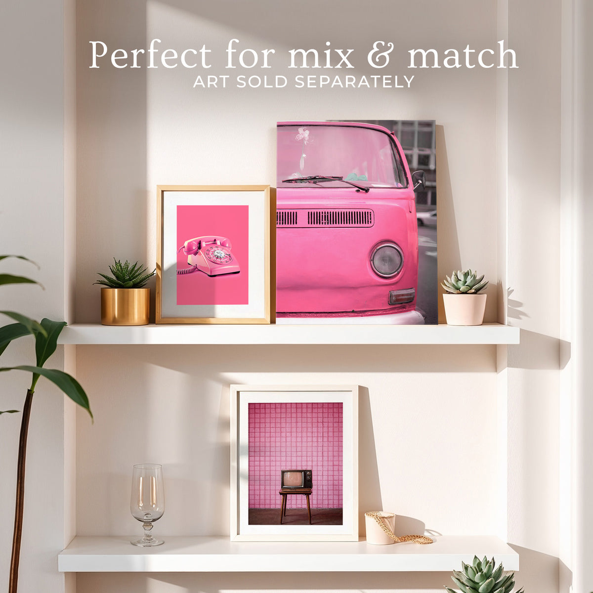 Pink Retro VW Van Photo No1 - Sage and Rose Prints