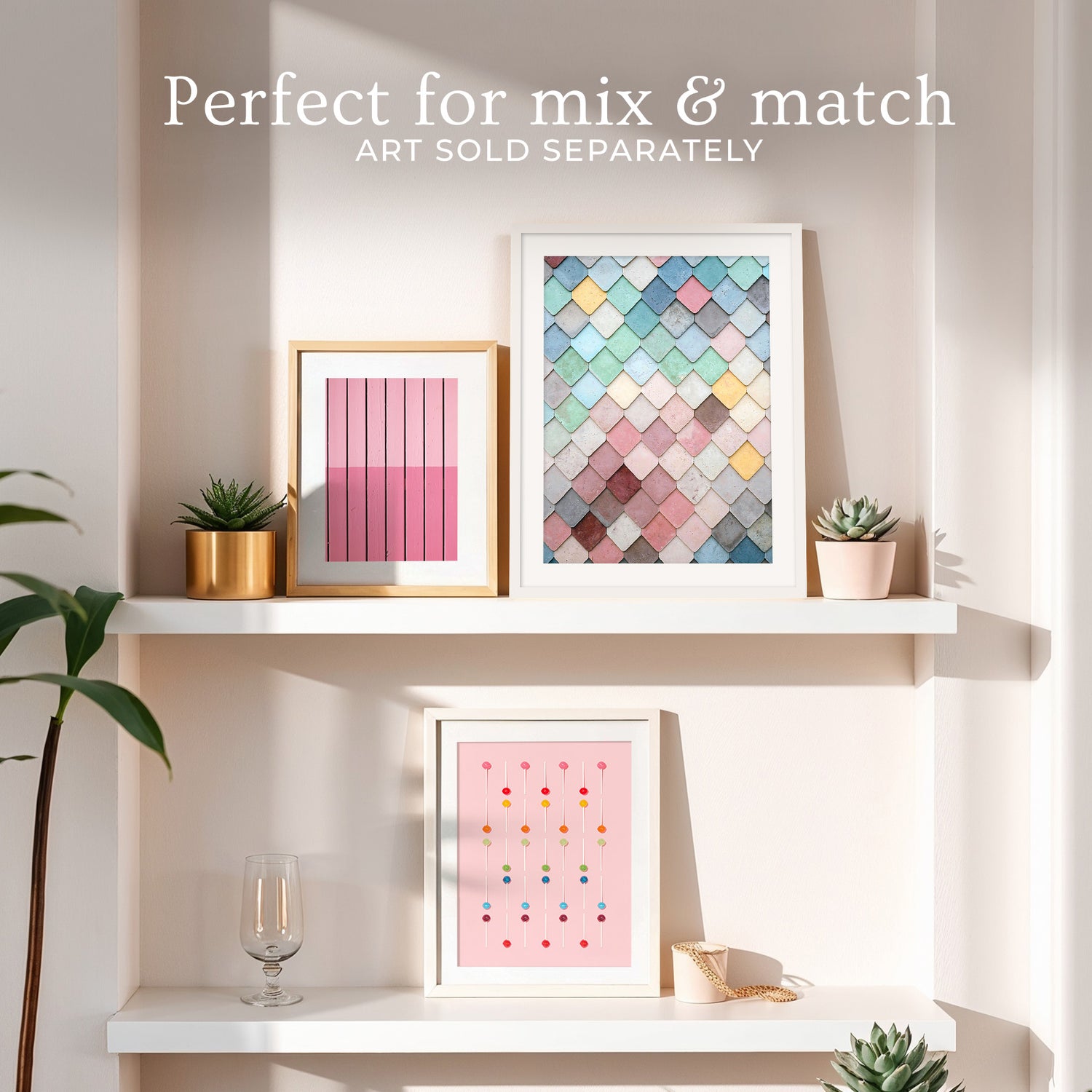 Dusty Pink and Blue Geometric Wall Pattern No1 - Sage and Rose Prints