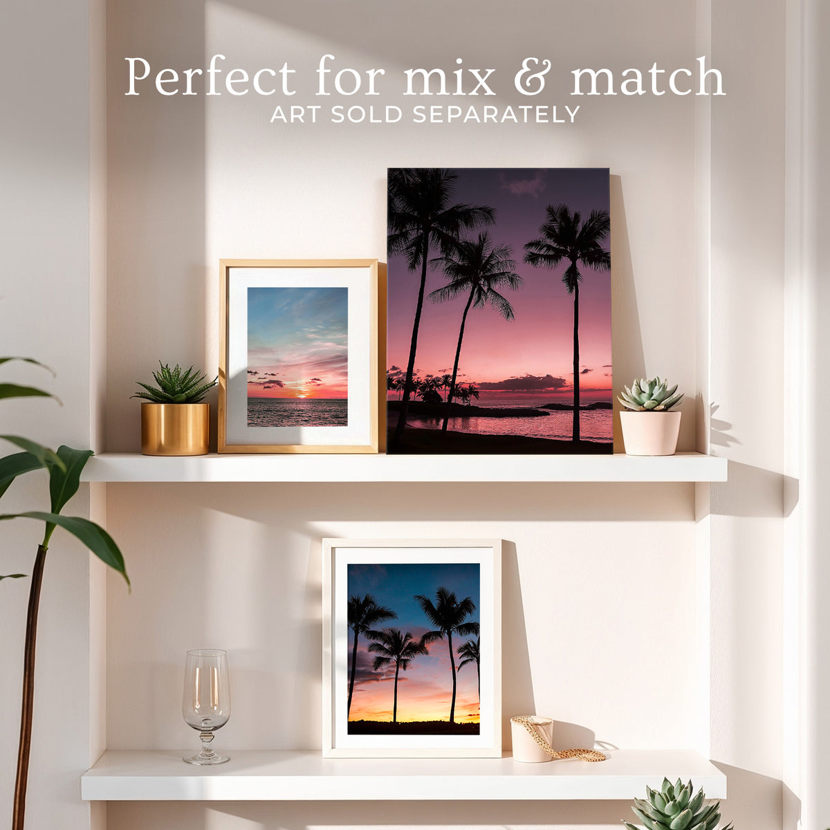 Bright Pink Sunset and Palm Trees Art - Sage and Rose Prints
