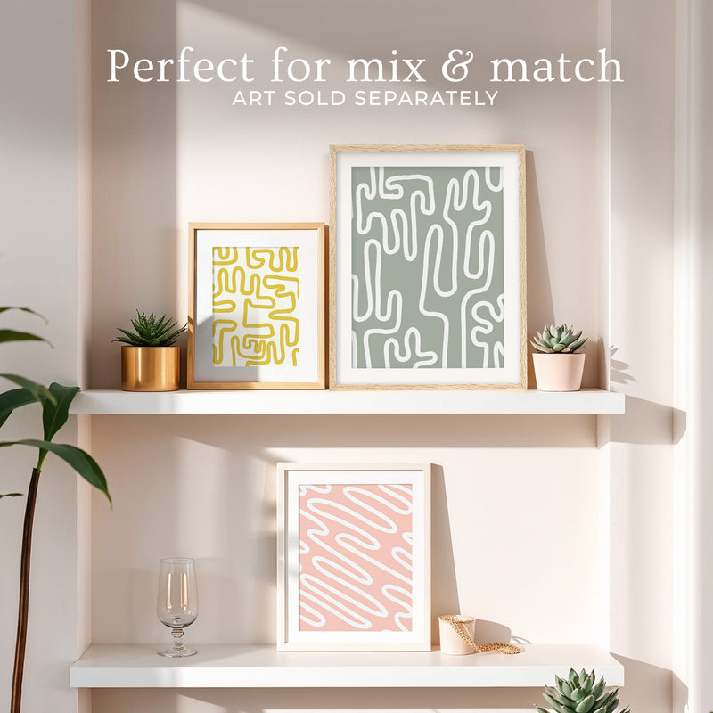 Abstract Cactus Line Art Print - Sage and Rose Prints