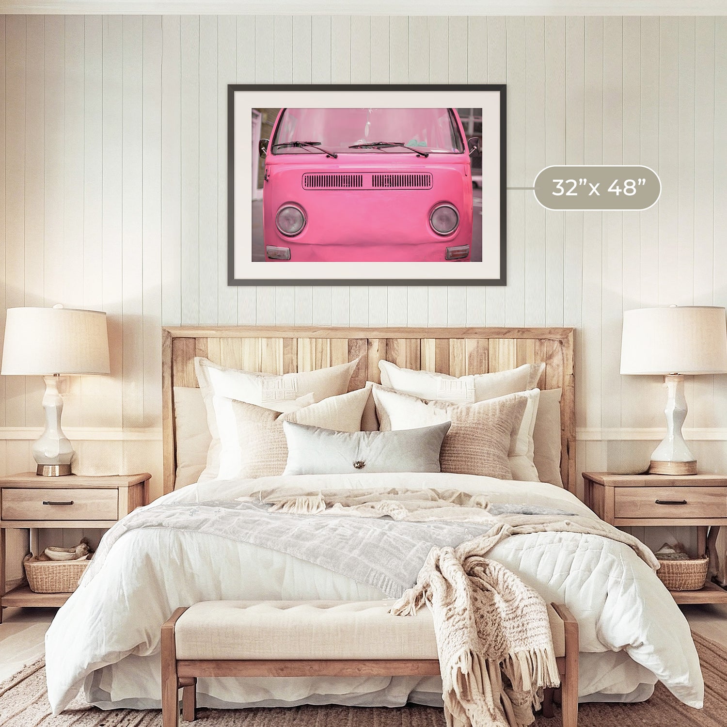 Pink Retro VW Van Photo - Sage and Rose Prints